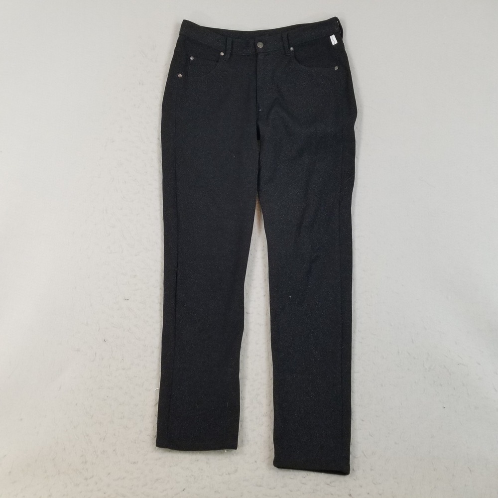 Byblos Jeans Pants Mens 34 Black Sparkle Metallic Denim Straight Uneven Inseam